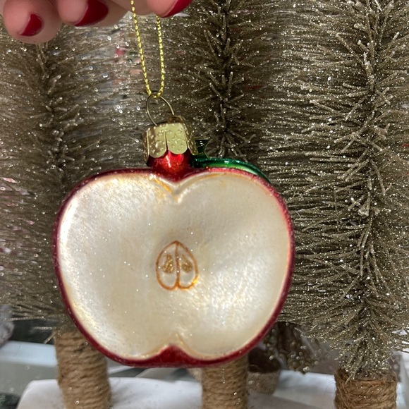 Christmas Ornament Red Glitter Ribbon Bow Glass Handblown Vondels Amsterdam NWT - Picture 1 of 5